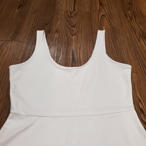 Leith Nordstrom White Scoop Neck Midi Dress Bodycon Slit Stretch Bride Classic L - Picture 9 of 10